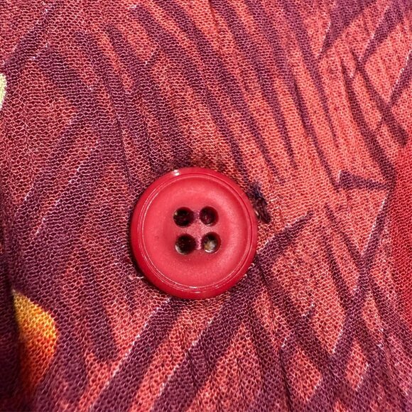 Vintage 1960s Hawaiian Shirt Floral Aloha Red Aloha Shirt XL - Picture 4 of 9